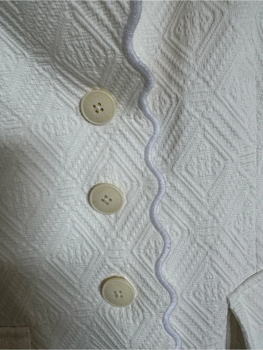 Tory Burch White Scalloped-Trim Tailored Blazer